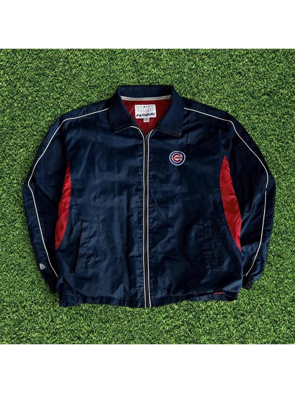 Vintage Majestic Chicago Cubs Windbreaker Jacket Embroidered Logos M